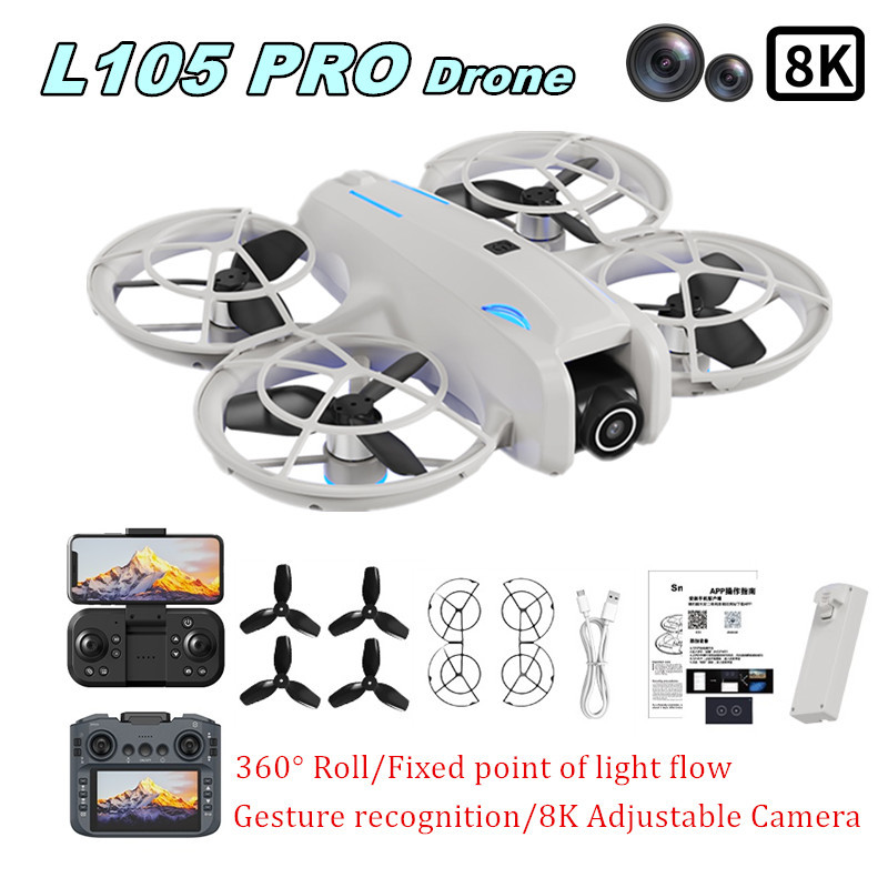 Drone Kit With Camera - L105 PRO ドローン デュエル 8Kレンズ 完全衝突防止＆完全密閉型
