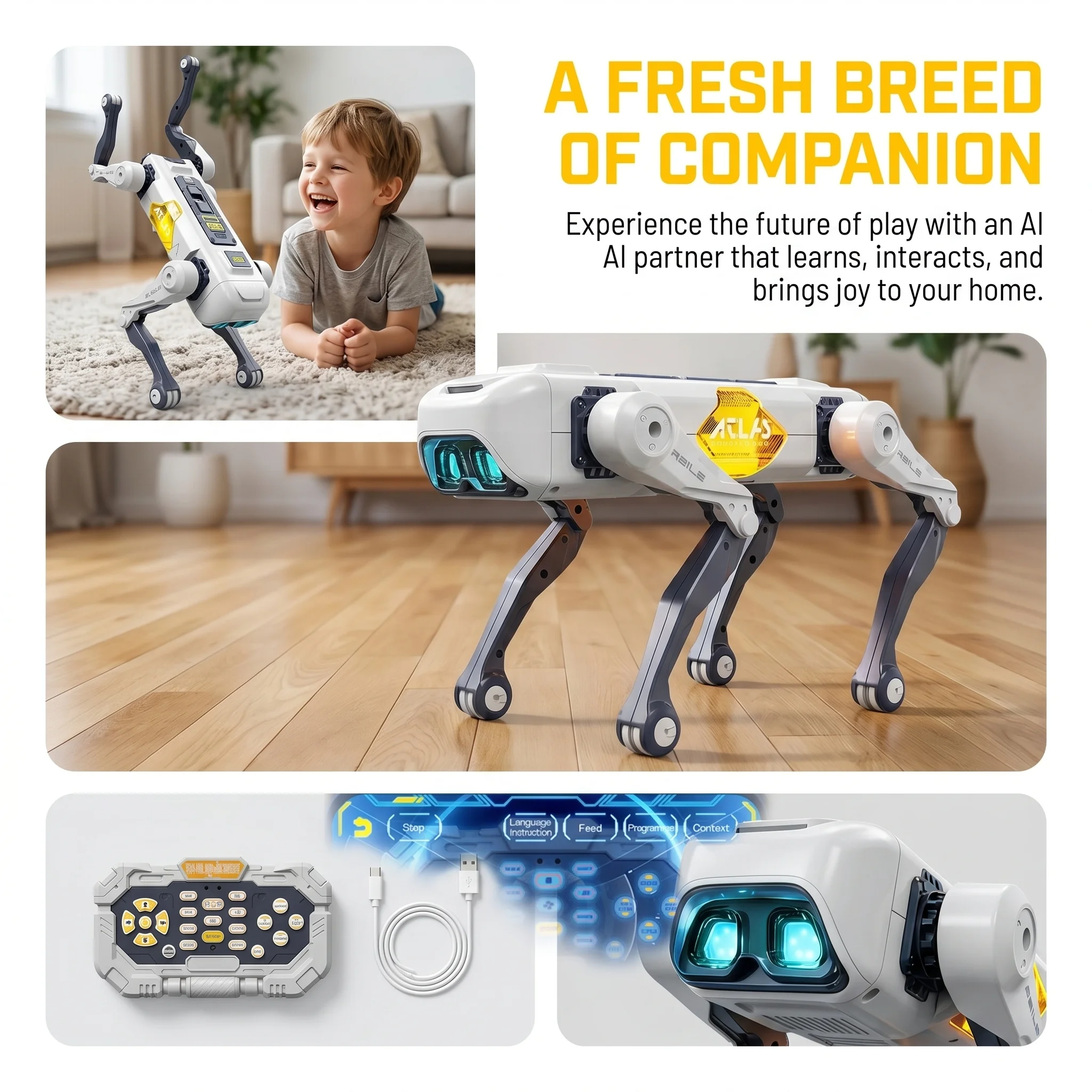 AIスマートロボット犬、音声＆アプリ制御、プログラミング、ダ - Drone Kit With Camera のレビューと価格